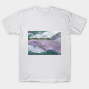 Green and Purple Abstract Landscape T-Shirt